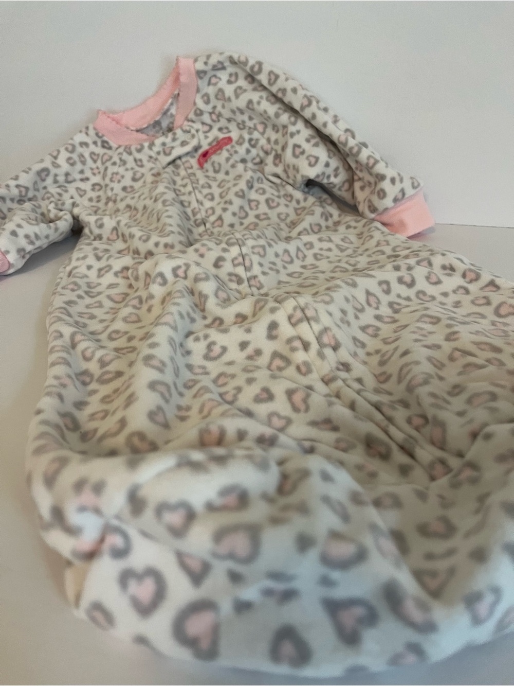 Child of Mine Fleece Sleep Sack with Pink and GrayHeart Print